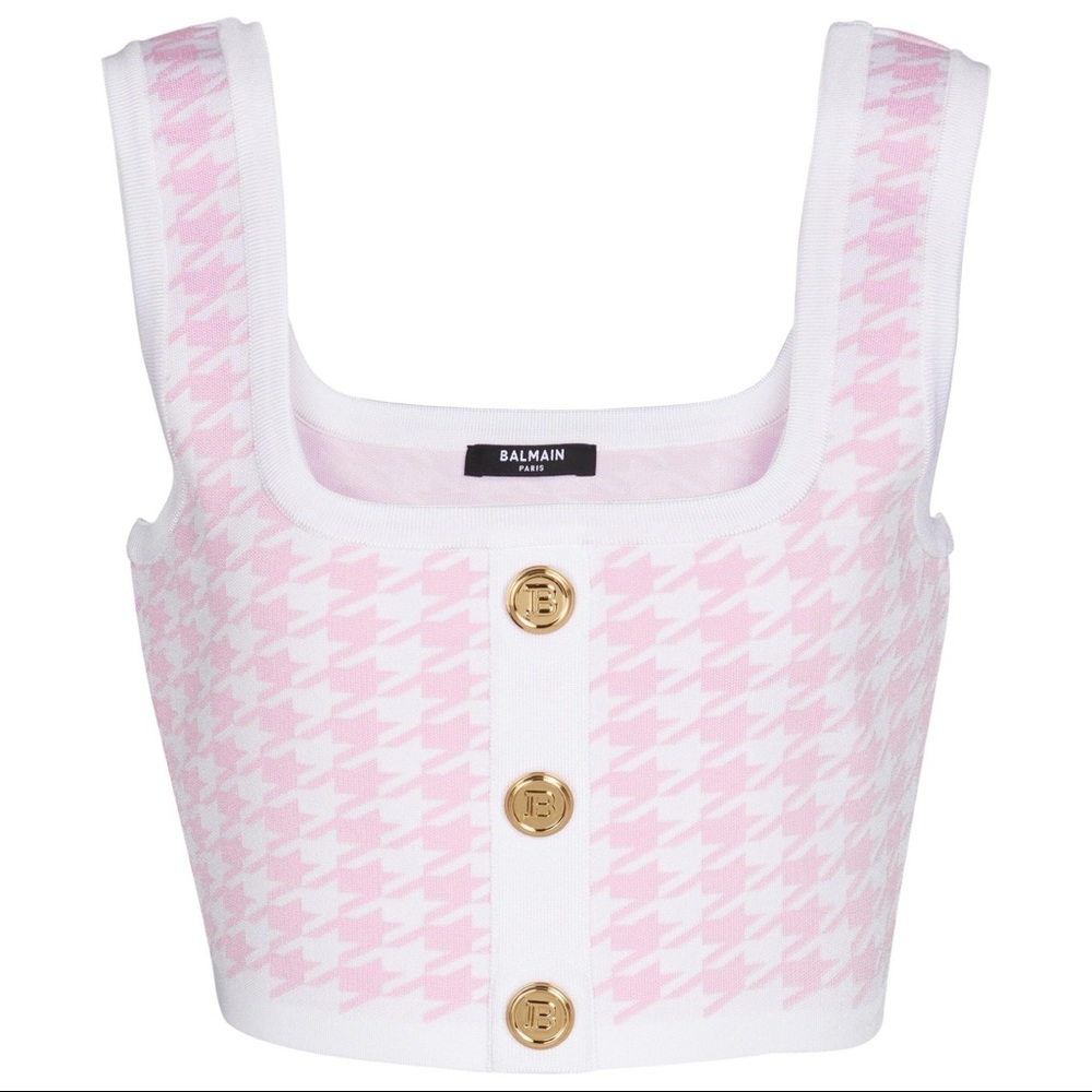 Balmain Houndstooth jacquard knit crop top